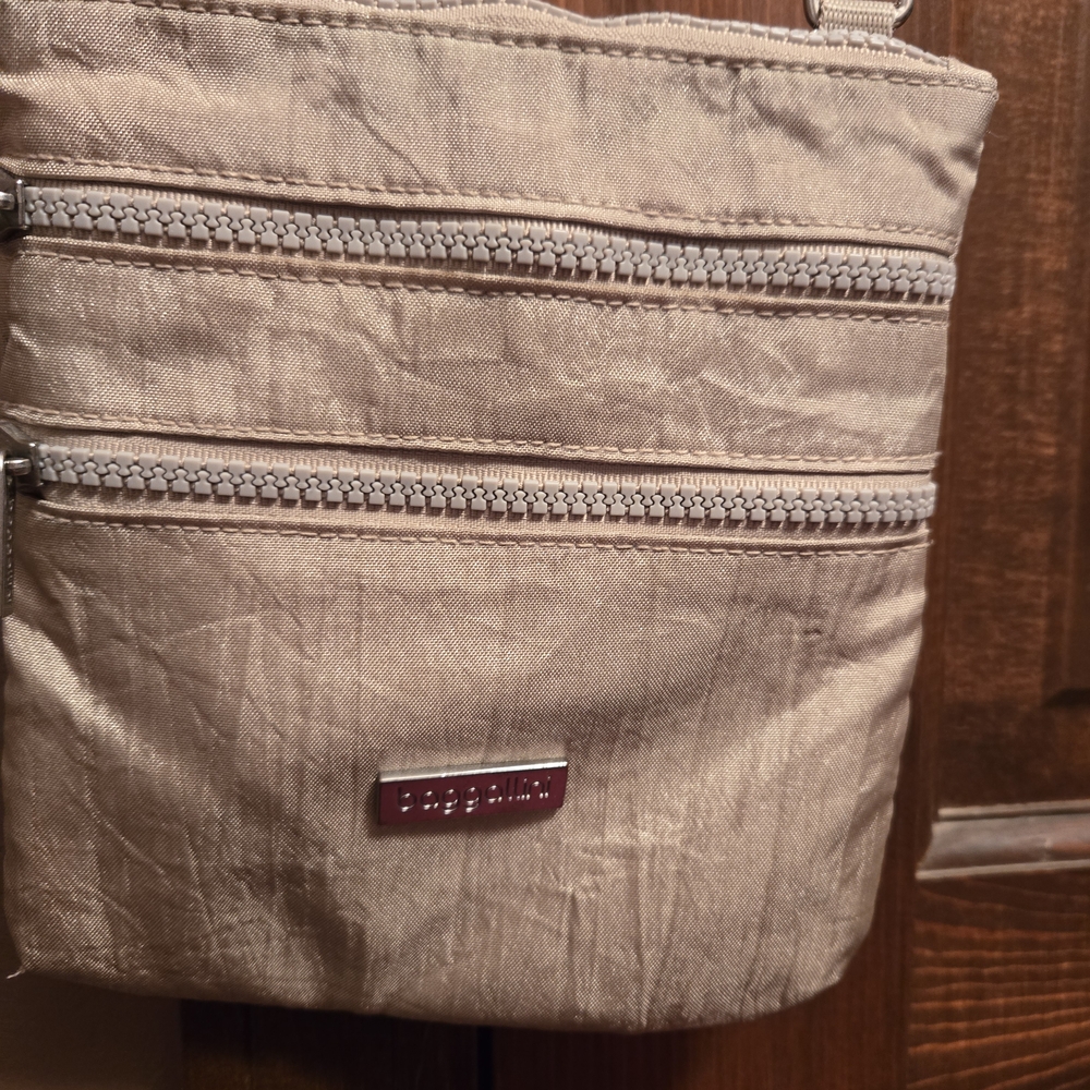 Baggallini Tan Crossbody Bag with Zipper Accents